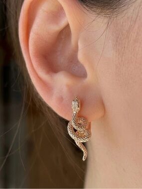 Snake Huggie Earrings | 18K Gold Plated | Luxury Jewelry